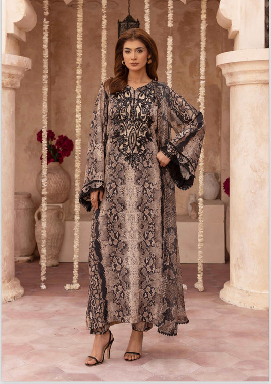 M print inspired 3 piece winter collection Pakistani ladies suit B327