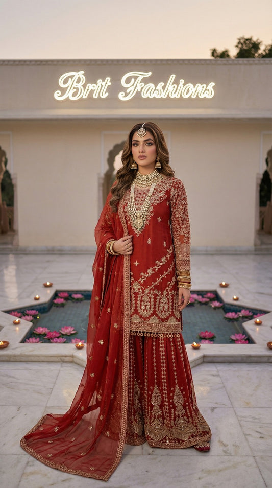 Brit 3 piece luxury Chiffon _81042 Pakistani ladies suit B504