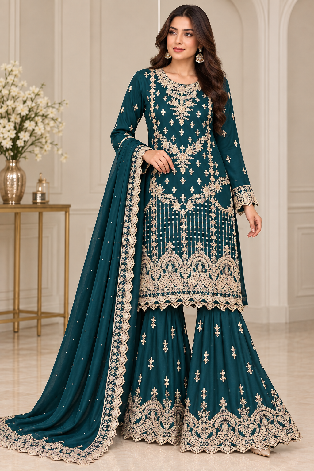 Mother and daughter 3 piece chiffon 81042 Pakistani ladies suit B615