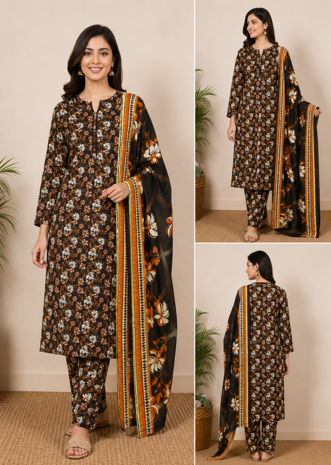 M print inspired 3 piece  luxury lawn_81042 Pakistani ladies suit B631
