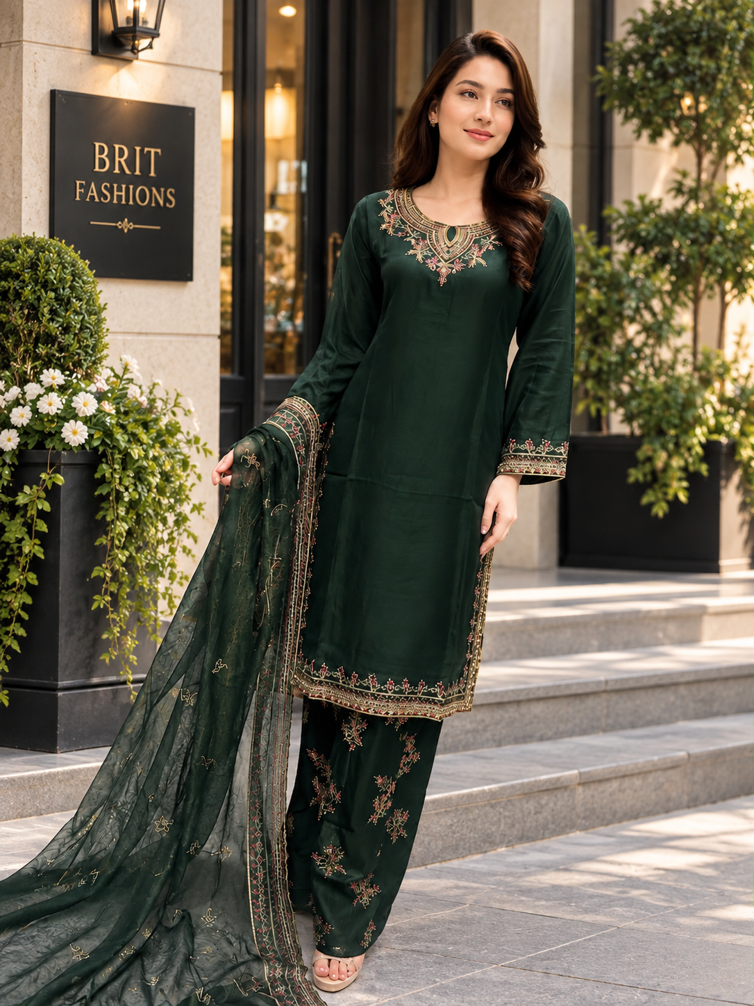 BRIT 3 piece linen collection ladies dress B761