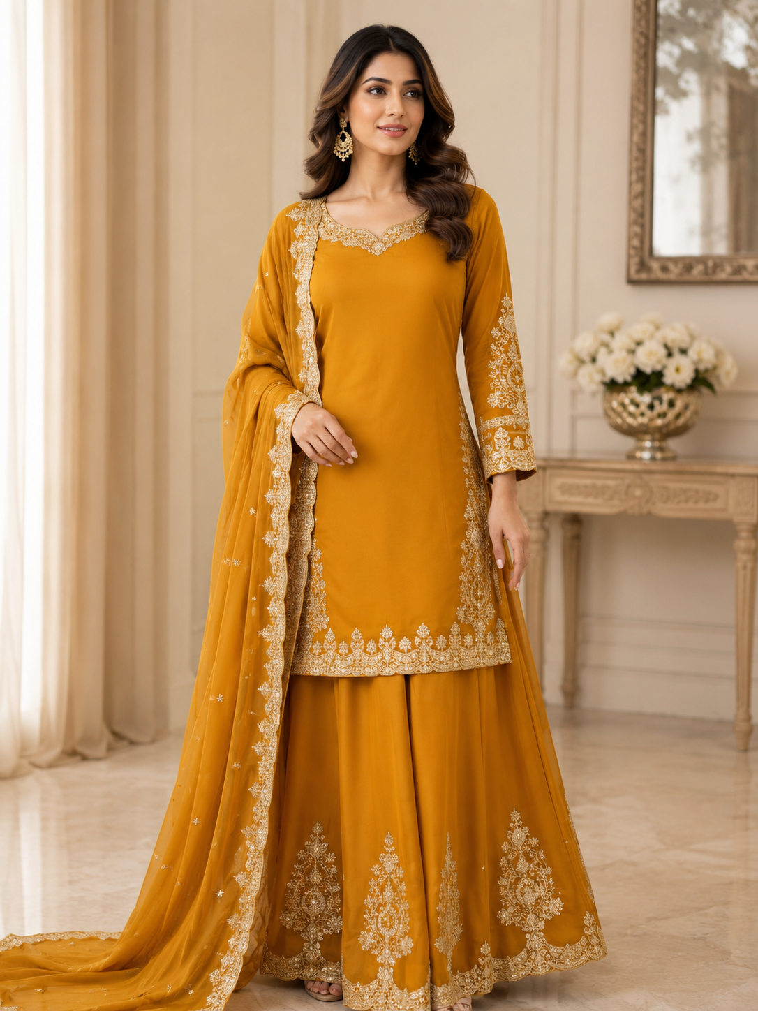 Brit 3 piece luxury chiffon ladies dress B697
