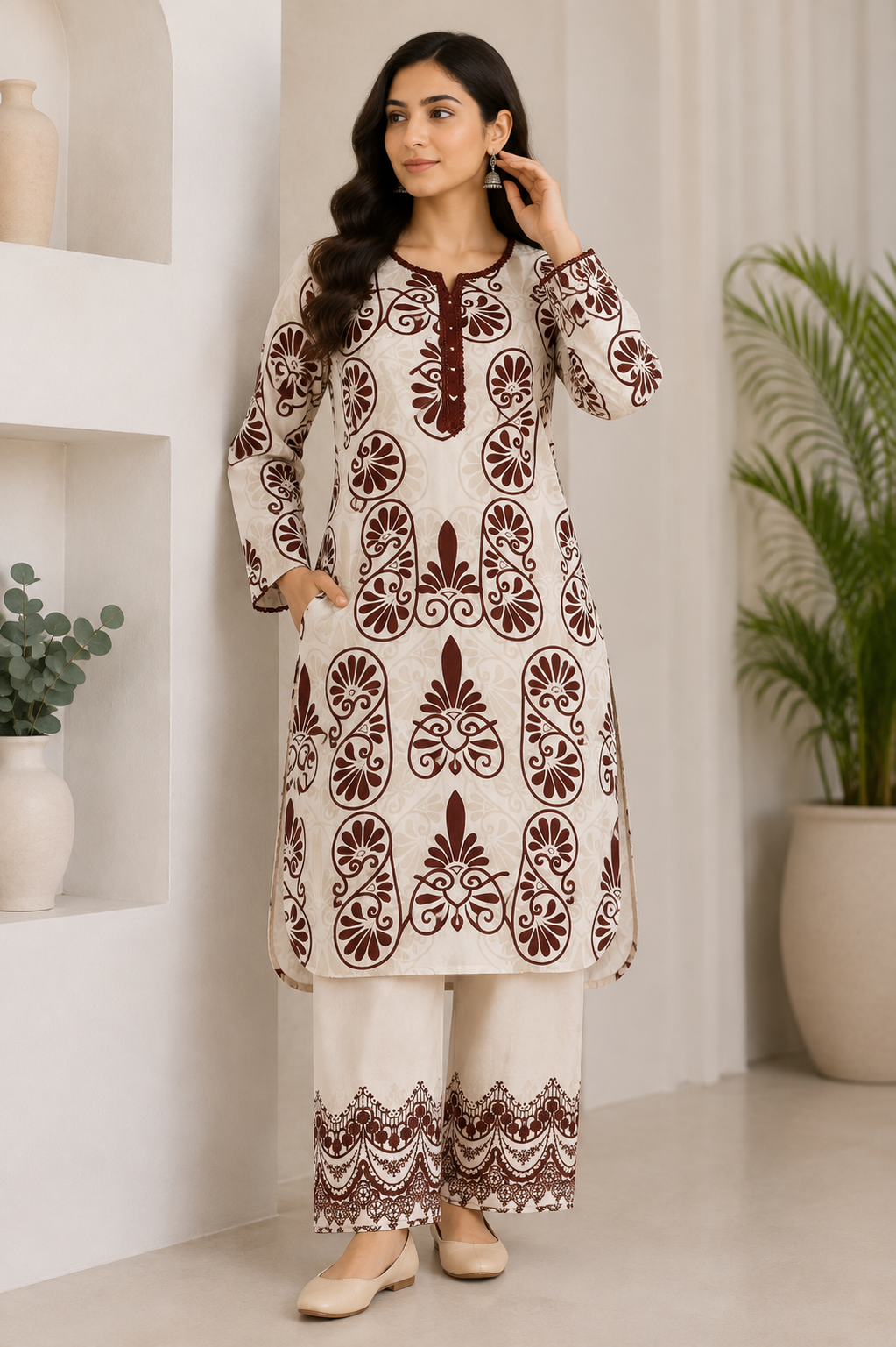 Brit 2 piece poly lawn collection ladies dress B723
