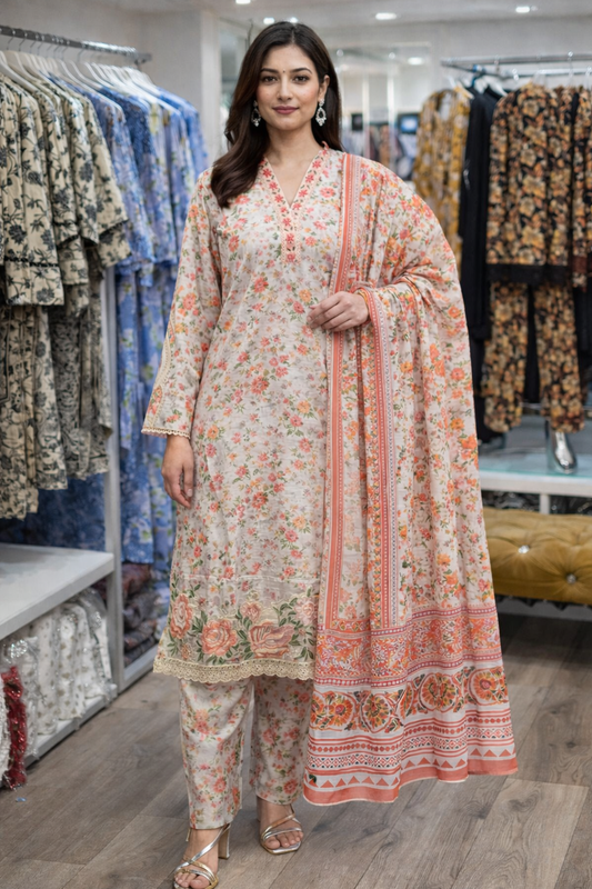Barouque inspired 3 piece winter cotton_81042 Pakistani ladies suit  B277
