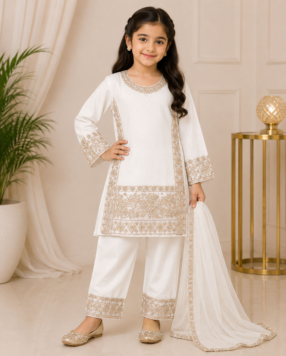 KIDS 3 piece chiffon suit B674