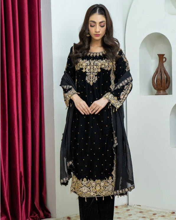 Brit 3 piece Mother and daughter velvet_5004 ladies suit N2