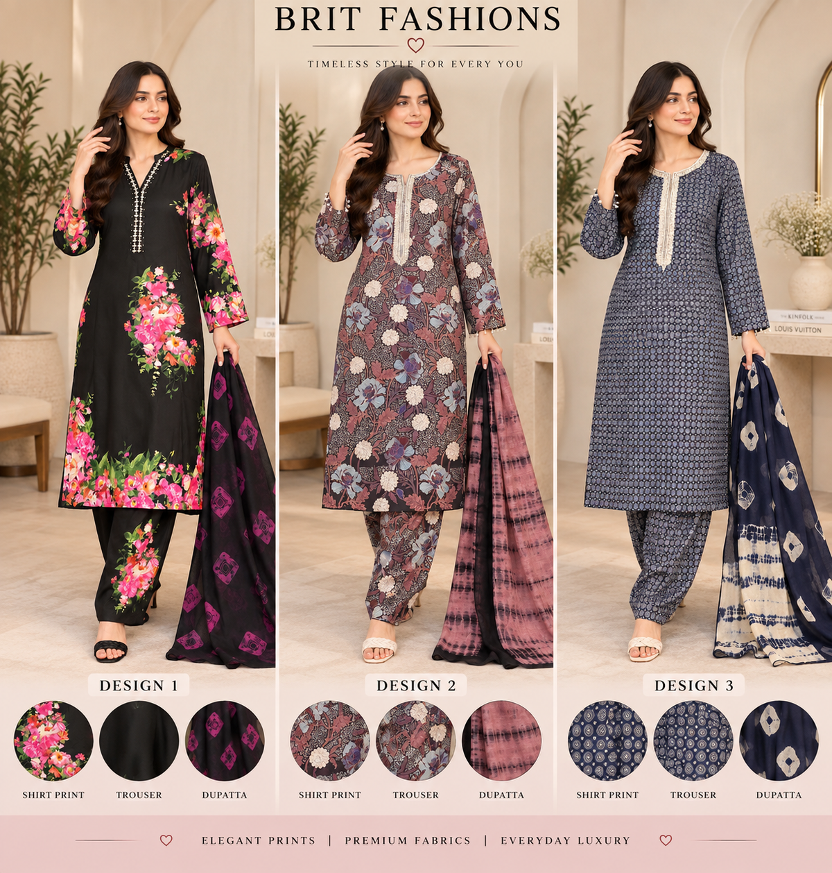 SAPHIRE INSPIRED 3 piece SILK casual collection B781
