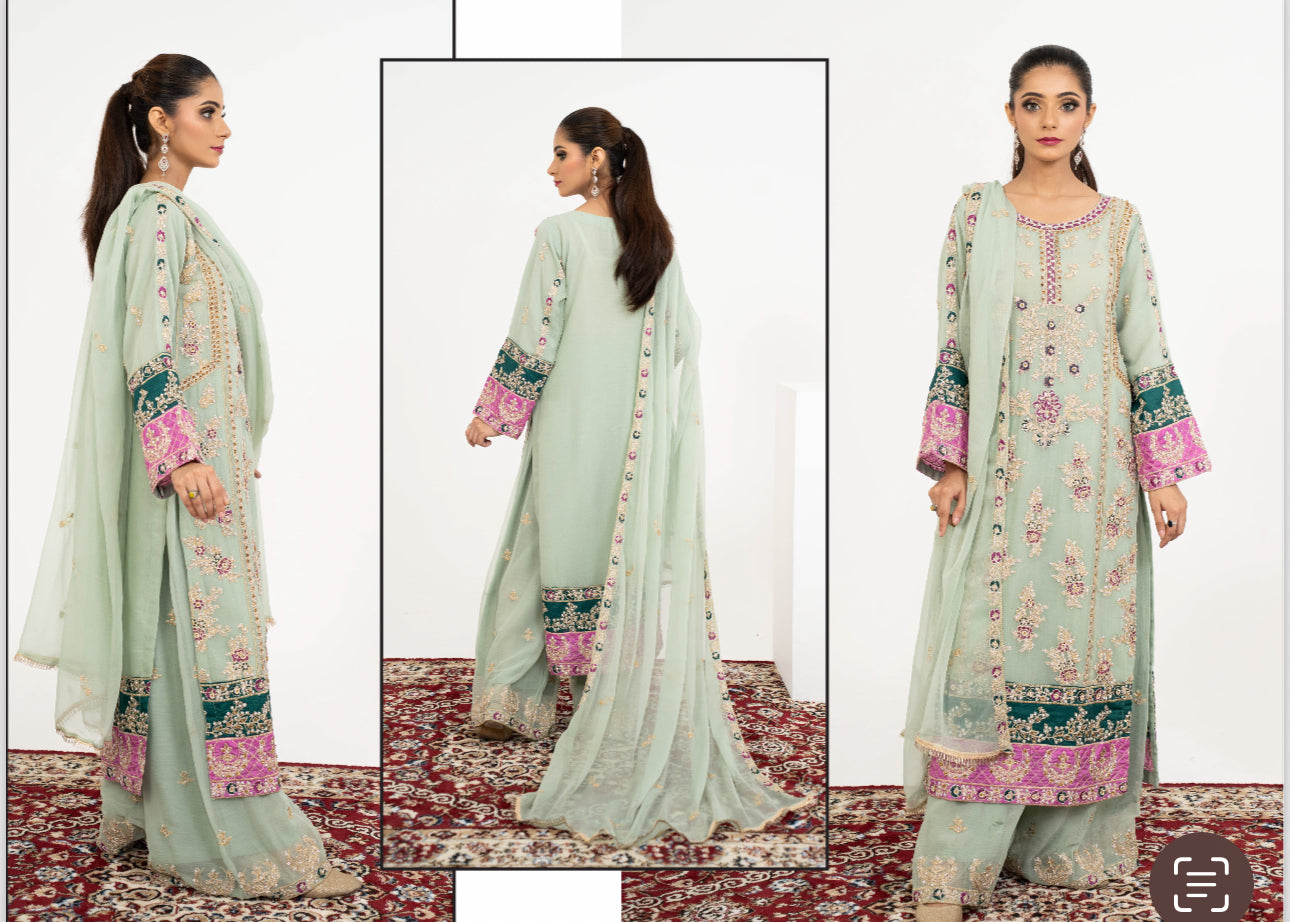 Brit 3 piece luxury chiffon_81042 Pakistani ladies suit B240