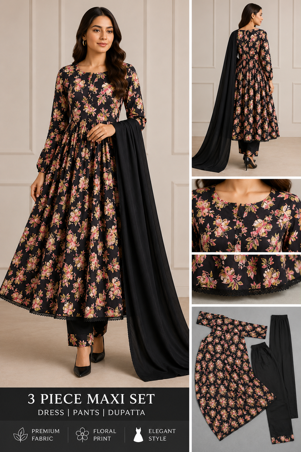 BRIT 3 piece luxury linen MAXI collection ladies dress B656