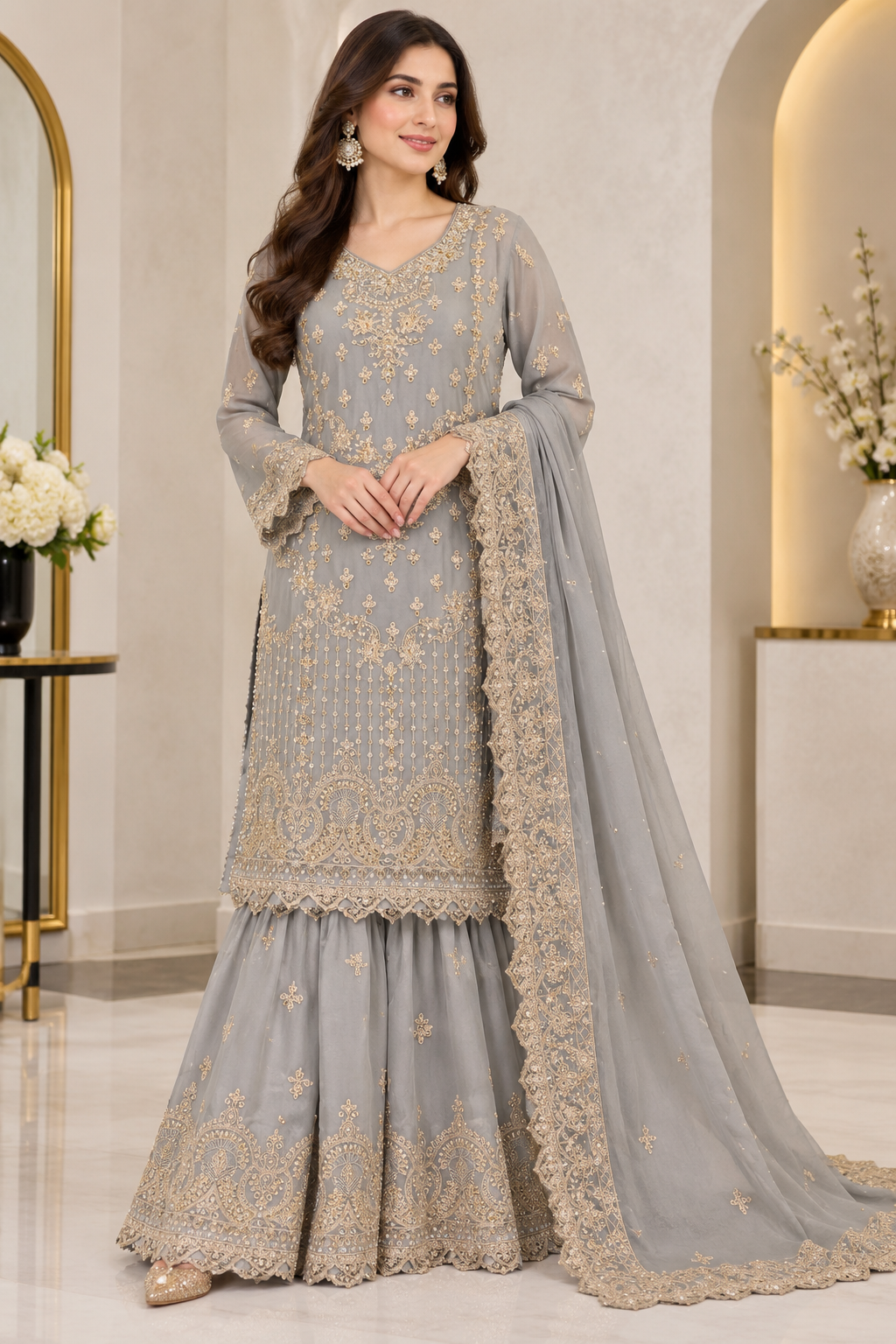 Mother and daughter 3 piece chiffon 81042 Pakistani ladies suit B615