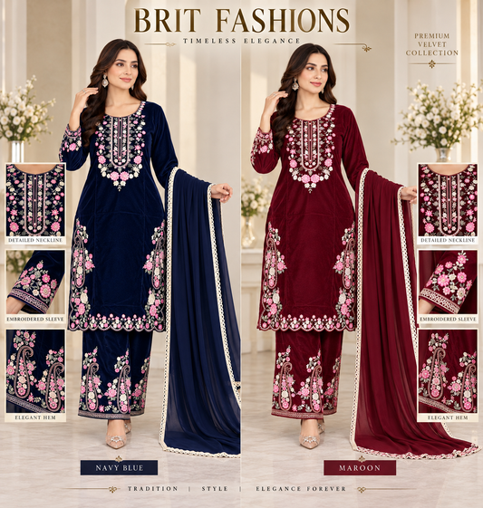 BRIT- GL 3 piece valvet designer collection B793