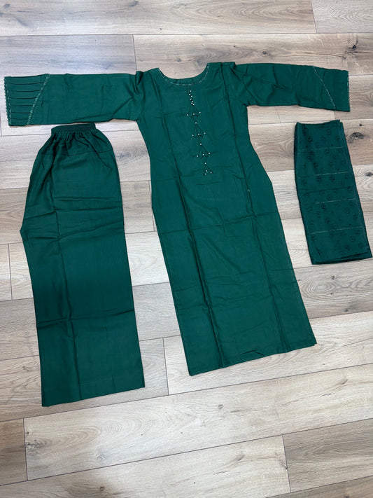 Brit 3 piece Dhanak _81042 Pakistani ladies suit  Green CD2