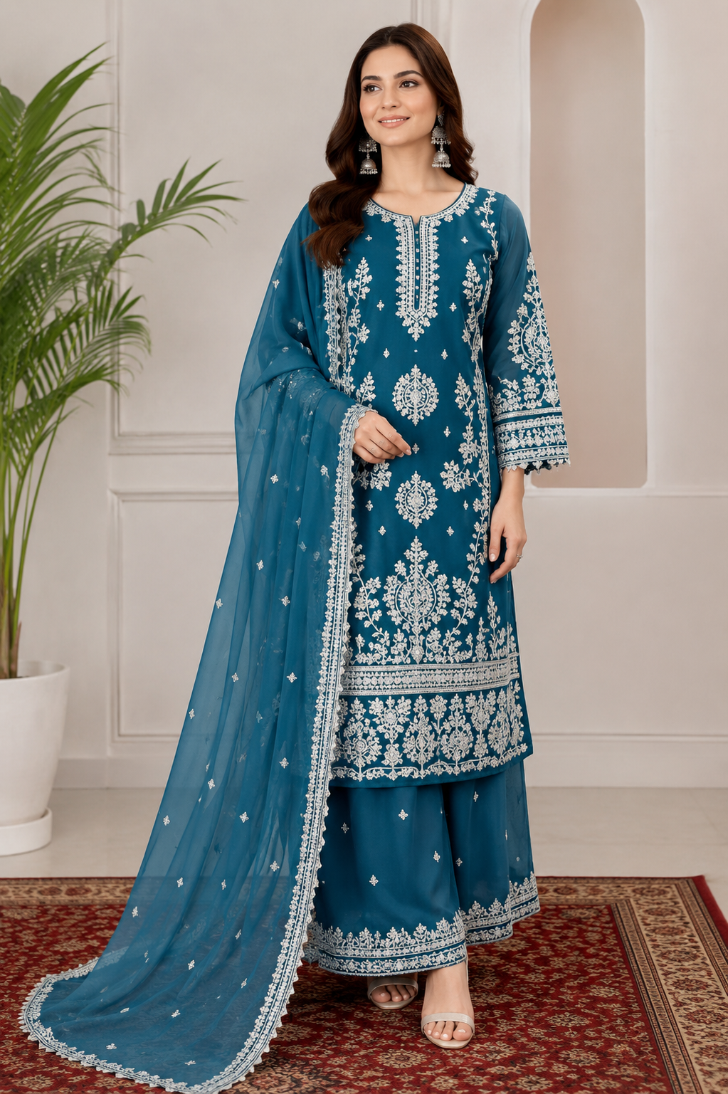 Brit 3 piece luxury chiffon ladies dress B699