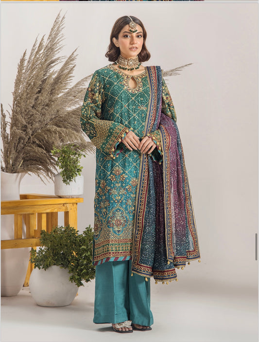 TT 3 piece luxury embroidery chiffon_81042 Pakistani ladies suit B236