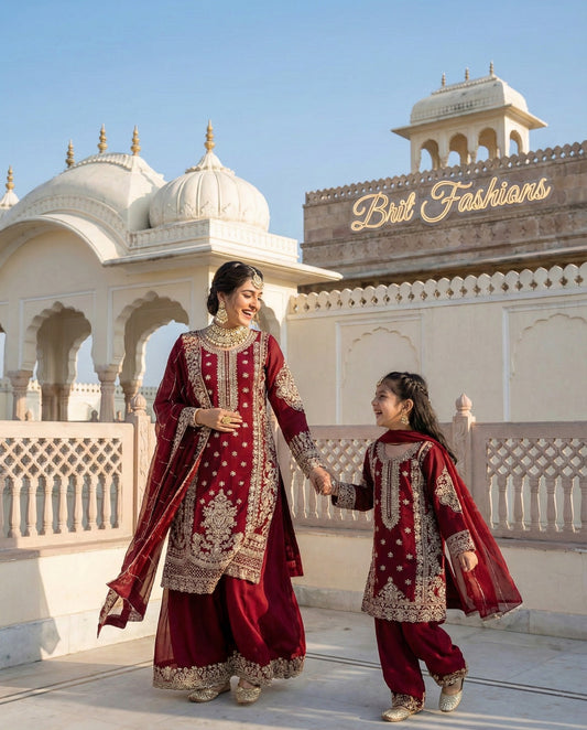 KIDS Mother and daughter 3 piece luxury chiffon _81042 Pakistani ladies suit B507