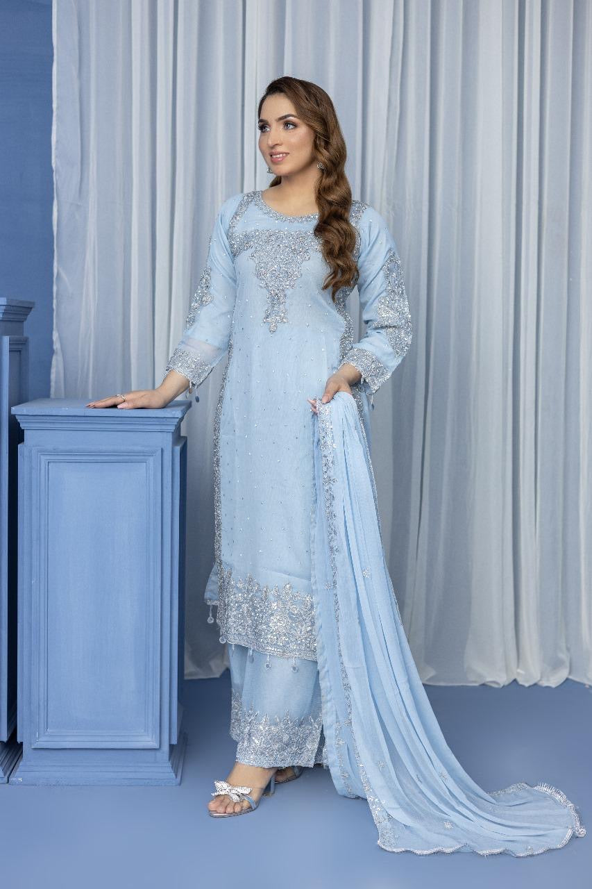 Brit Mother and Daughter 3 piece Chiffon_1000283 ice blue B92