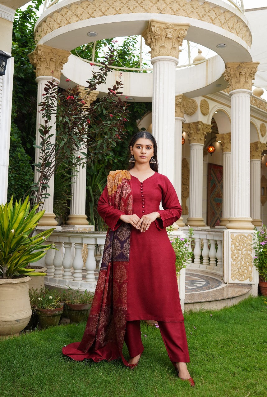 Brit 3 piece Dhanak Pakistani ladies Winter collection suit B406