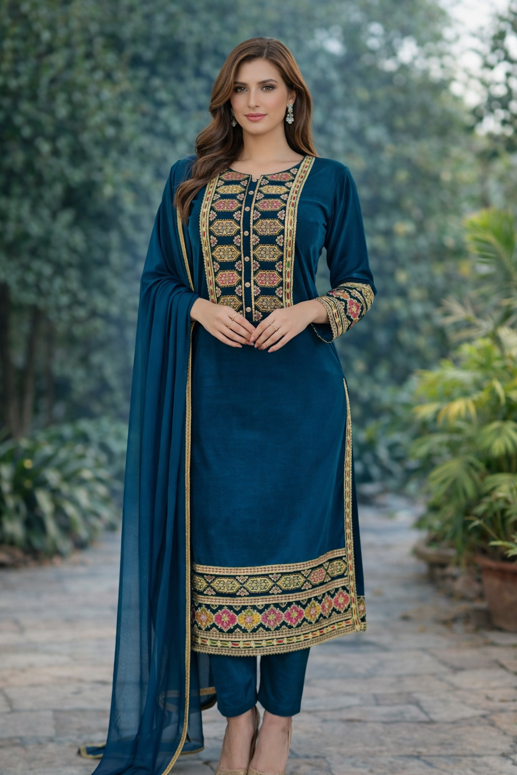 Brit 3 piece VALVET _81042 Pakistani ladies suit B444