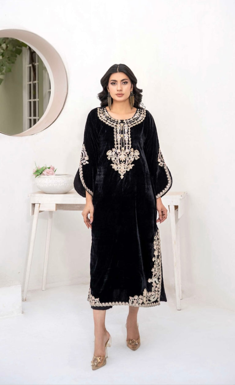 Ethnic inspired 1 piece MICRO Valvet KURTA Pakistani ladies Winter collection suit B412