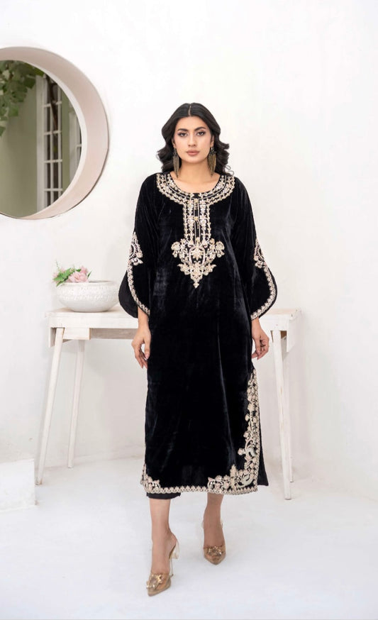 Ethnic inspired 1 piece MICRO Valvet KURTA Pakistani ladies Winter collection suit B412