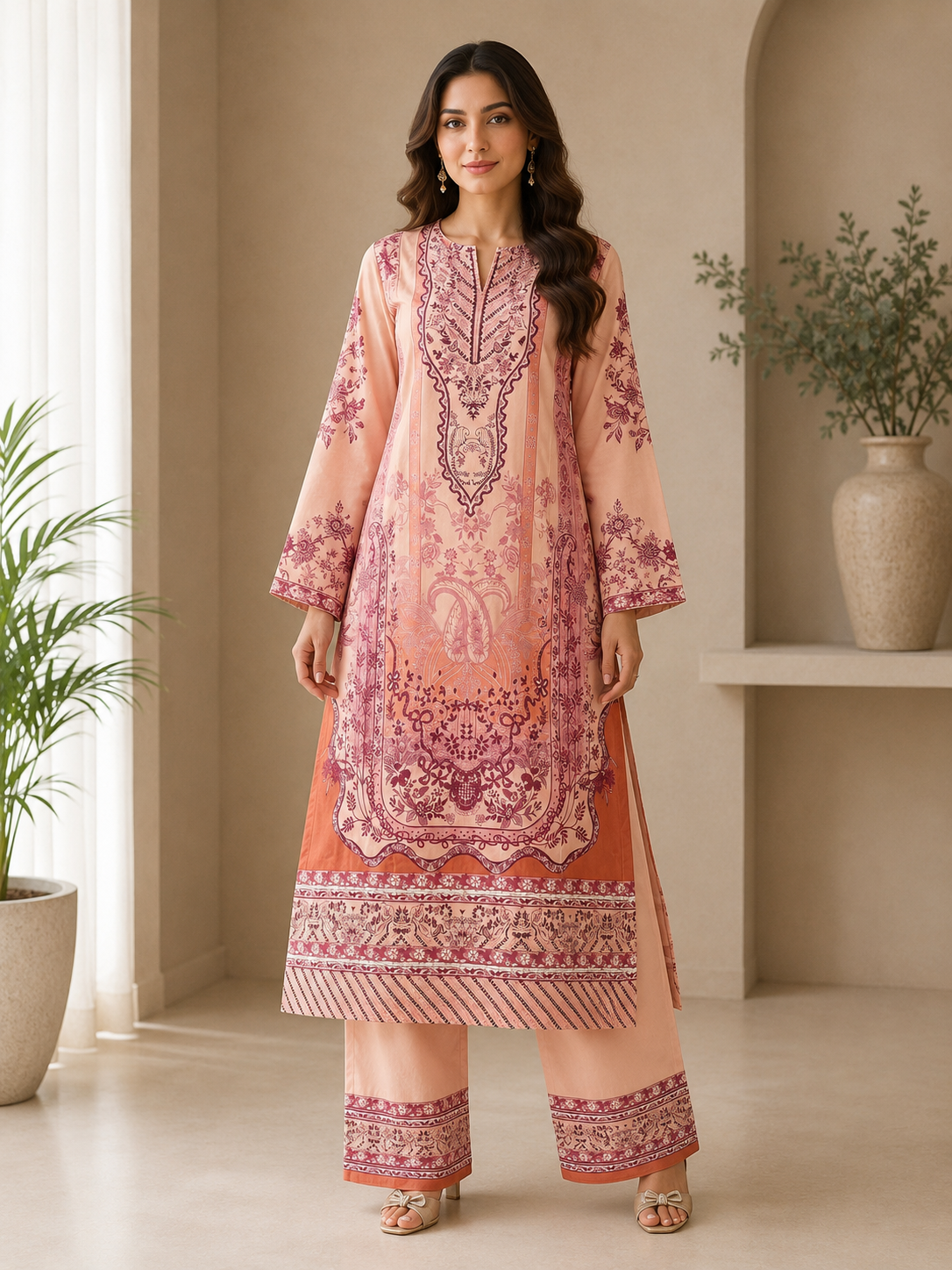 BRIT 2 piece silk Kaftaan collection ladies dress B743