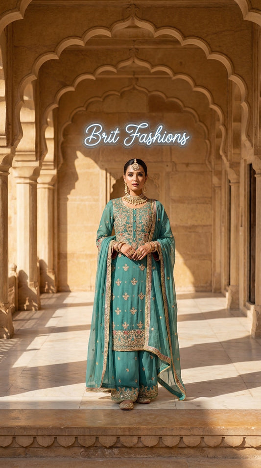 Brit 3 piece luxury Chiffon _81042 Pakistani ladies suit B500