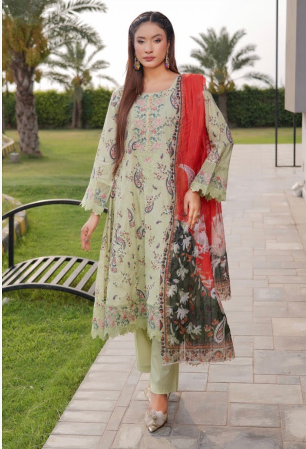 Munira 3 piece luxury Maxi lawn ladies dress B694