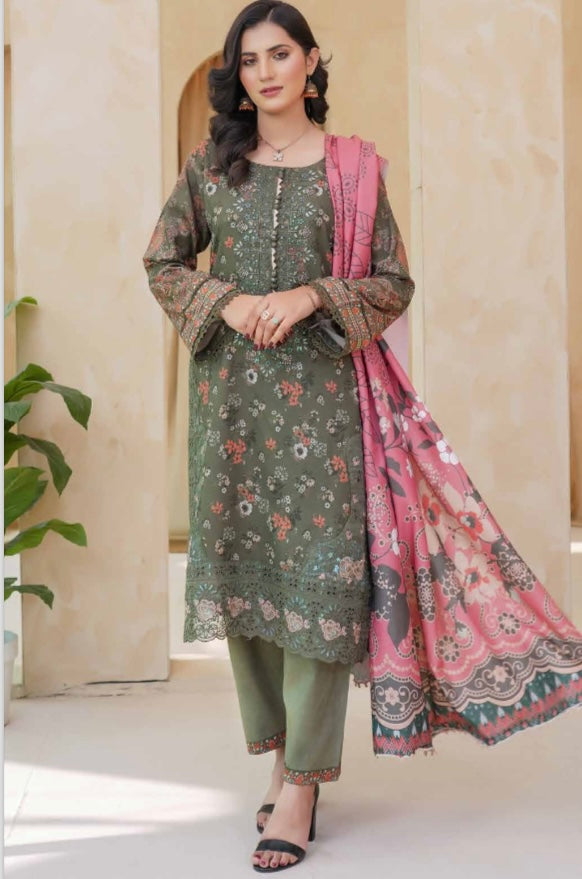 Brit 3 piece Dhanak Pakistani ladies Winter collection suit B409