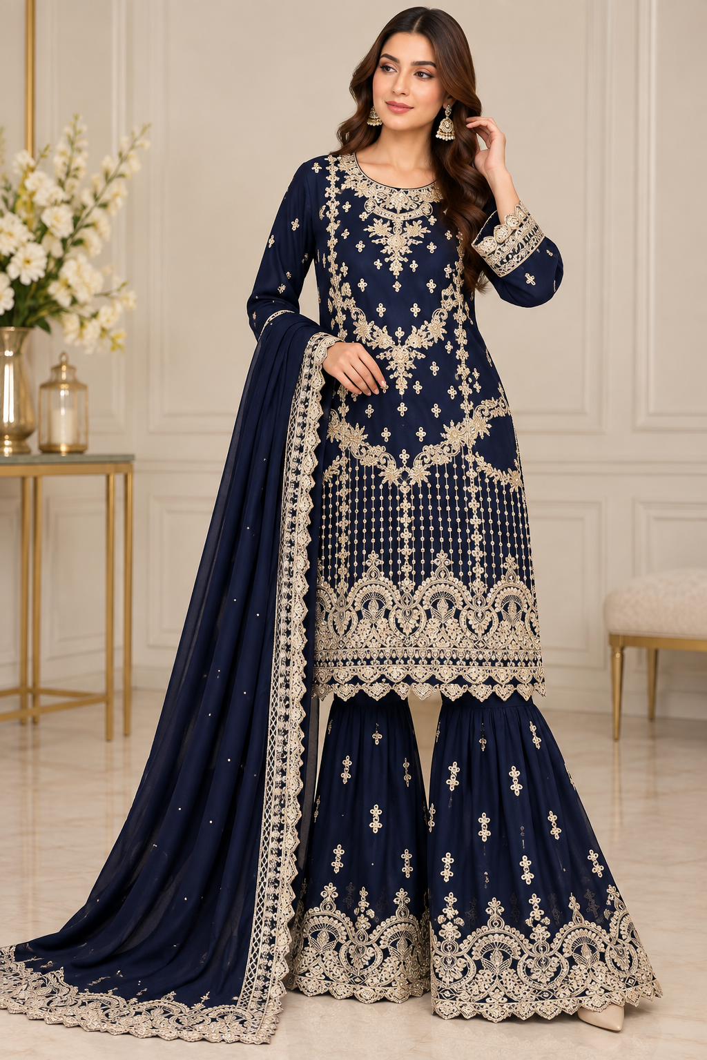 Mother and daughter 3 piece chiffon 81042 Pakistani ladies suit B615