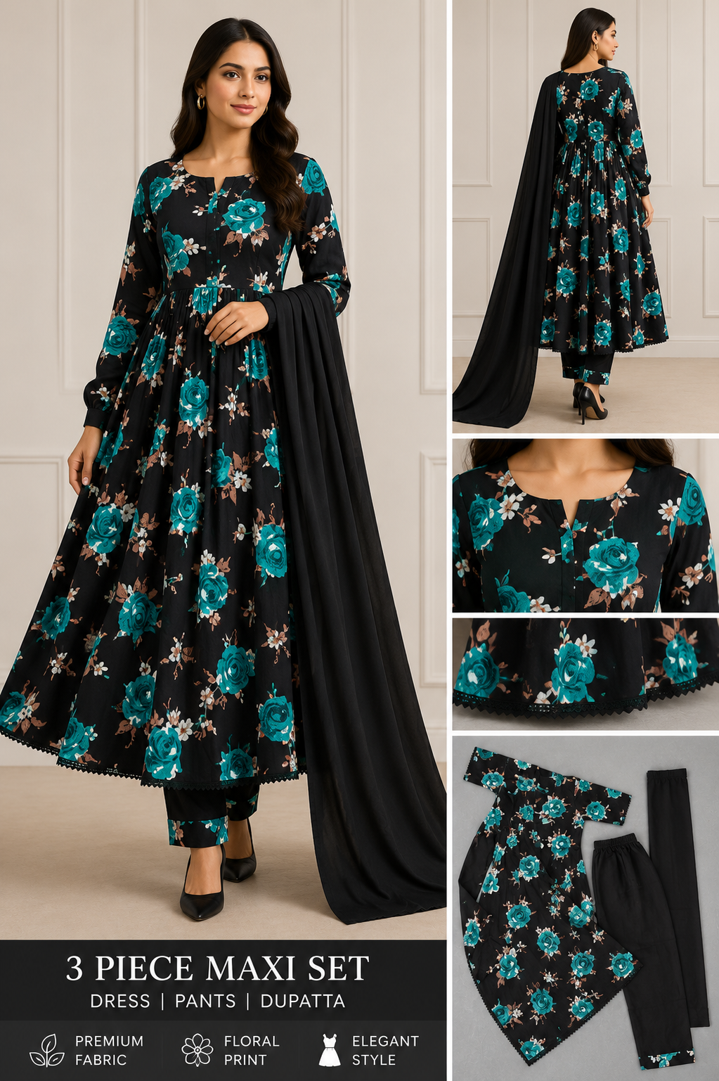 BRIT 3 piece luxury linen MAXI collection ladies dress B656