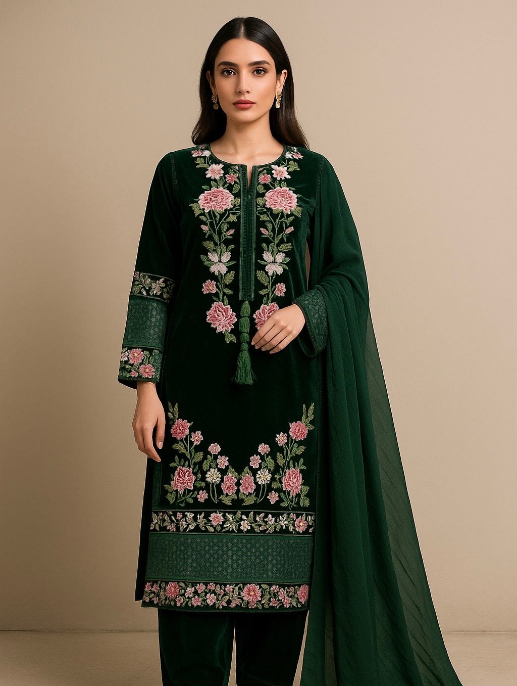 Brit 3 piece luxury VALVET Pakistani ladies Winter collection suit B402