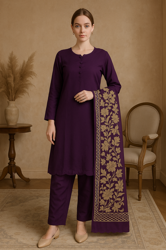 Brit 3 piece Dhanak _81042 Pakistani ladies suit Purple CD2