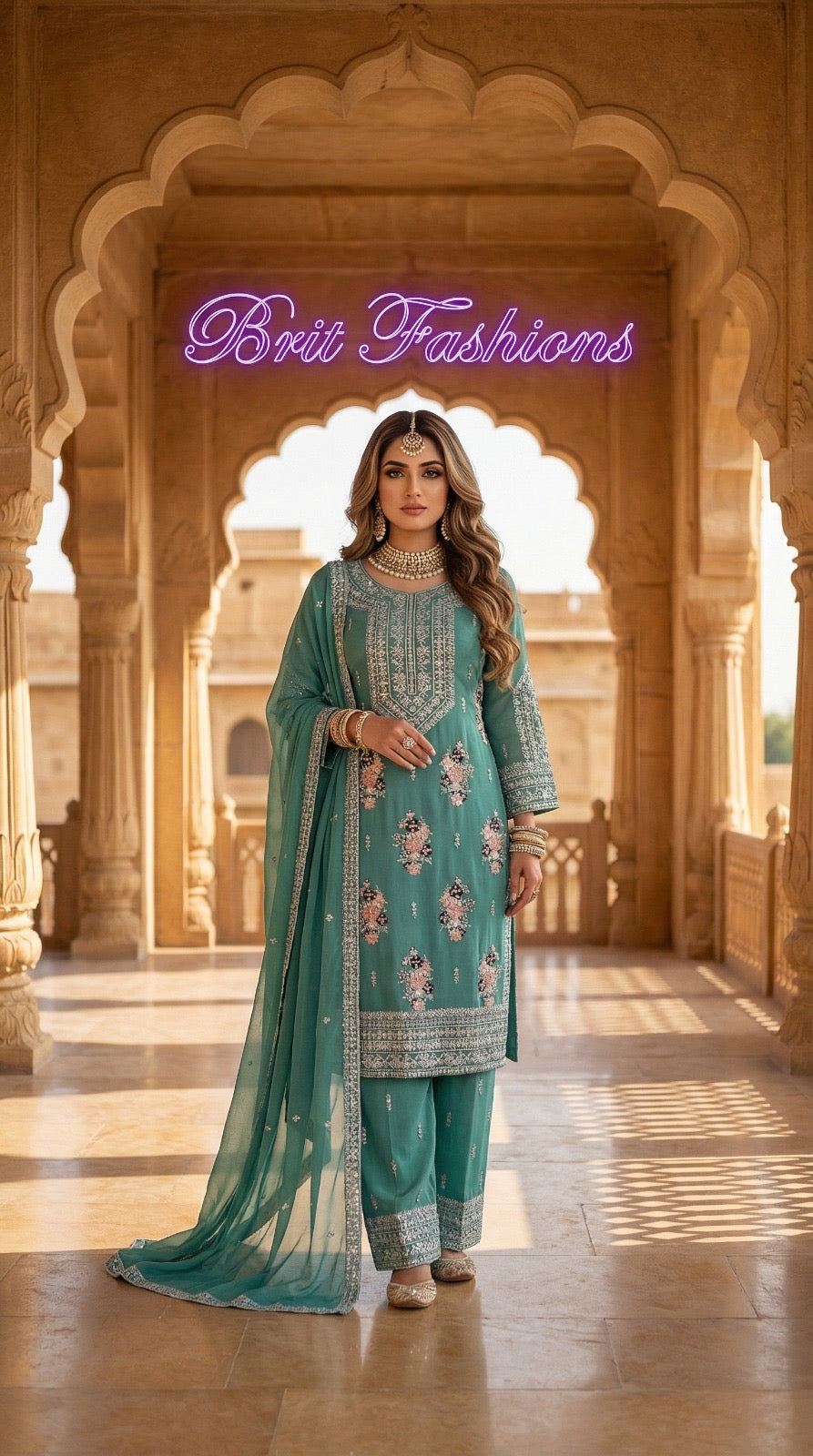 Brit 3 piece luxury chiffon_81042 Pakistani ladies suit B493