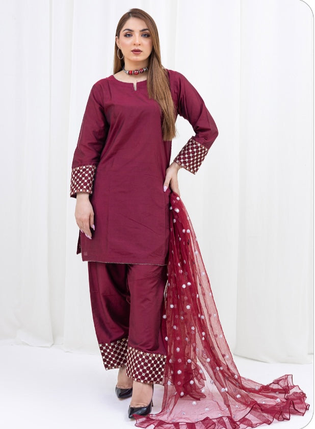 Brit 3 piece Farshi Salwar silk _100275 ladies suit B152