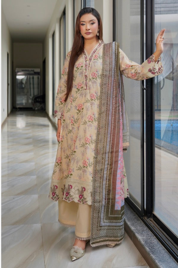 Munira 3 piece luxury Maxi lawn ladies dress B694