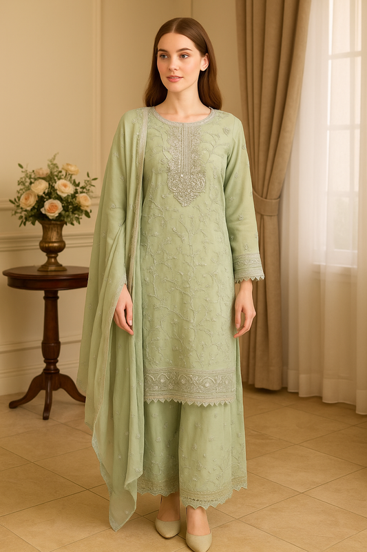 Brit 3 piece luxury chiffon_81042 Pakistani ladies suit B245