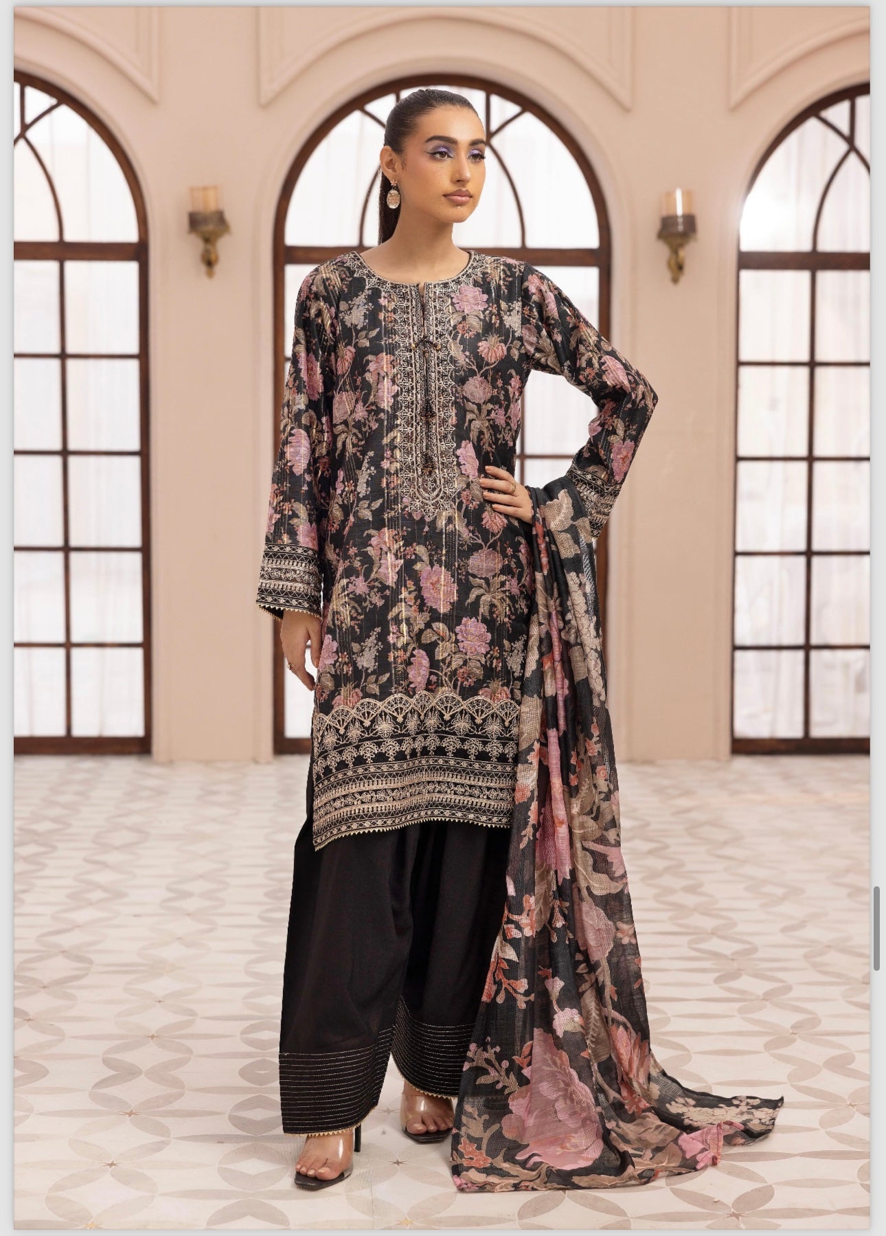 JAZMIN inspired 3 piece embroidery party wear B312