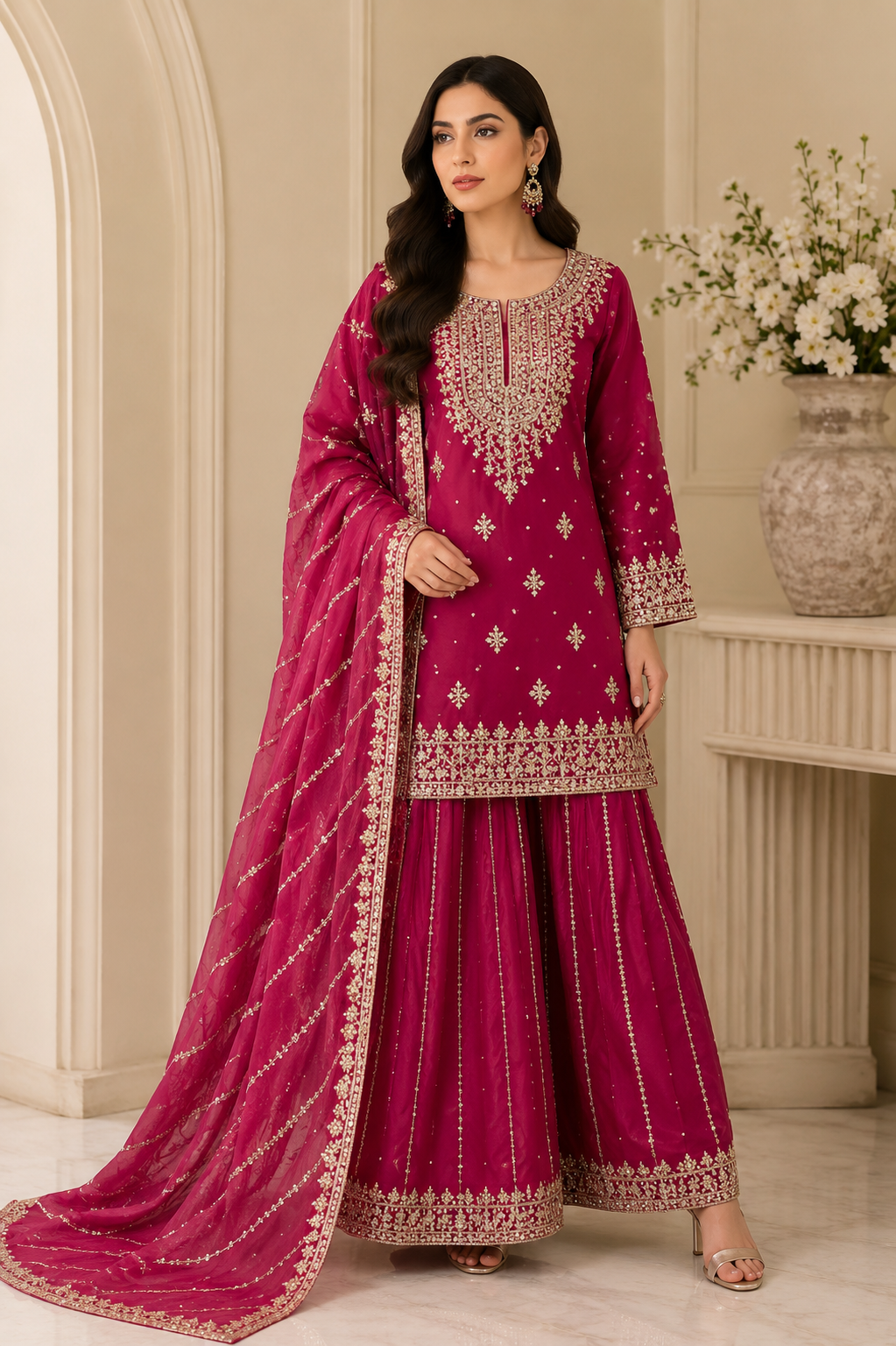 Brit 3 piece luxury chiffon ladies dress B698