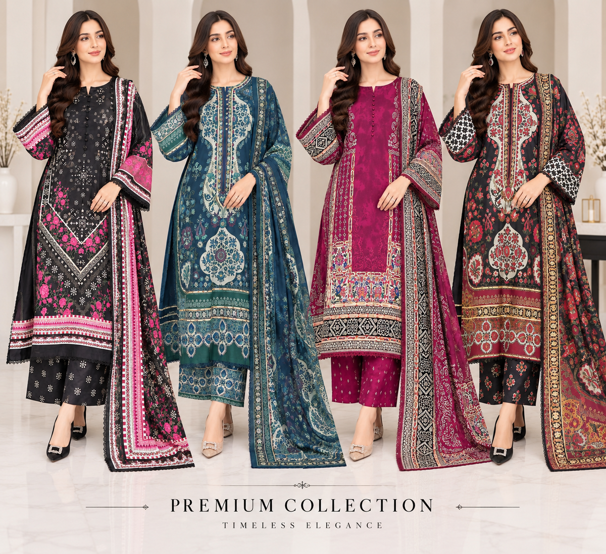 BRIT- GL 3 piece winter cotton designer Kaftaan collection B788