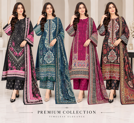 BRIT- GL 3 piece winter cotton designer Kaftaan collection B788
