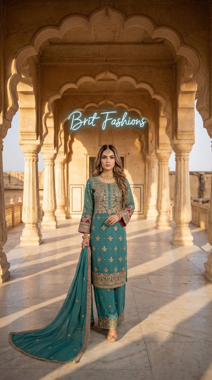 Brit 3 piece luxury Chiffon _81042 Pakistani ladies suit B500