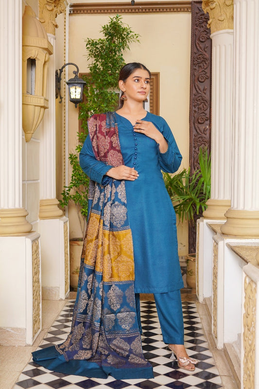 Brit 3 piece Dhanak Pakistani ladies Winter collection suit B406