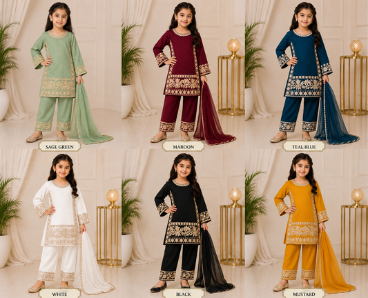 KIDS 3 piece chiffon suit B674