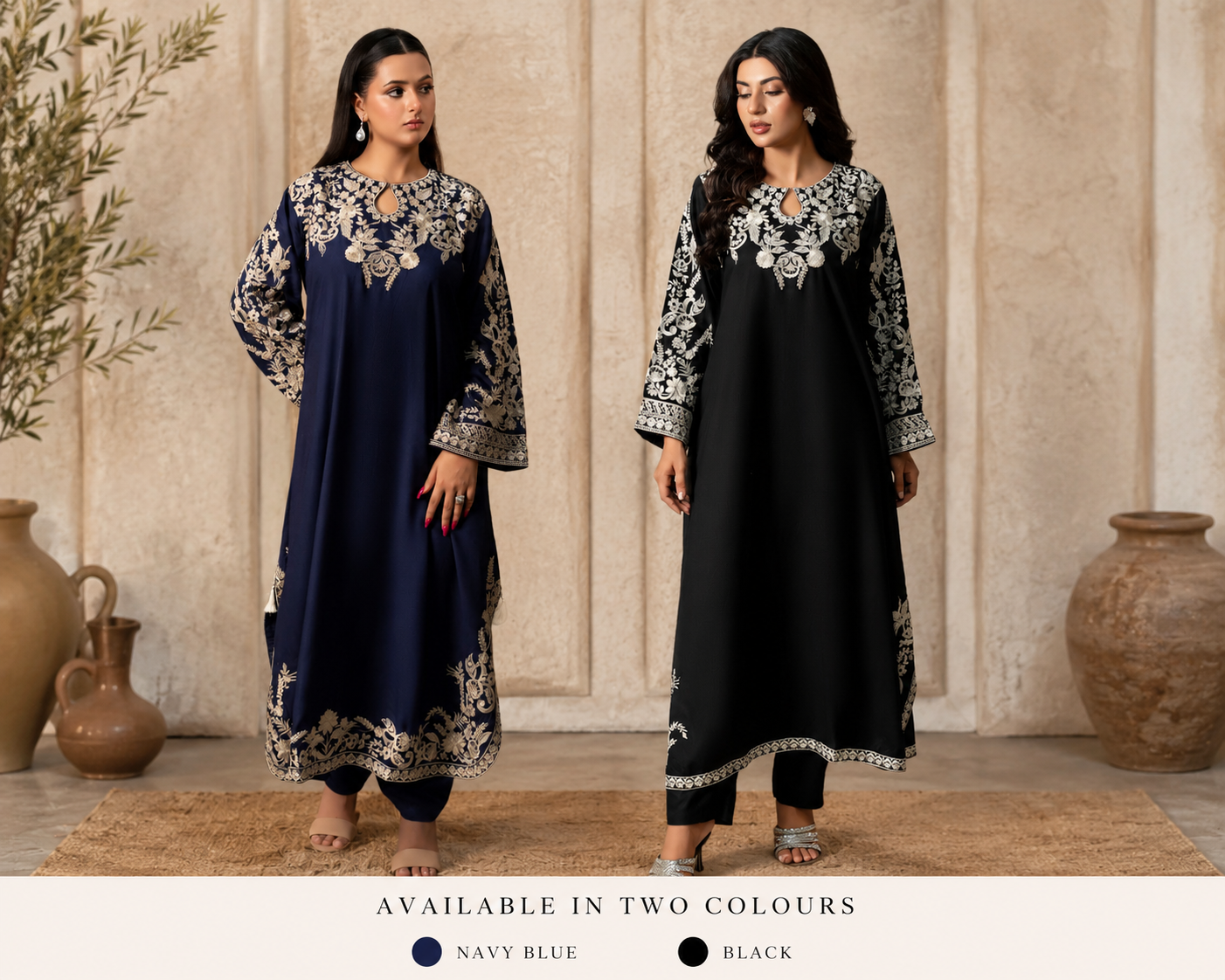 ETHINIC 2 piece designer linen collection ladies dress B738