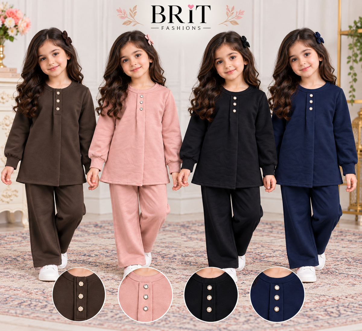 Kids 2 piece modest wear cord winter collection B810