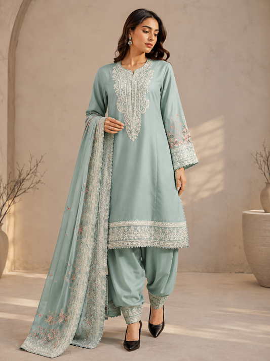 Karma 3 piece embroidered summer cotton collection ladies dress B632
