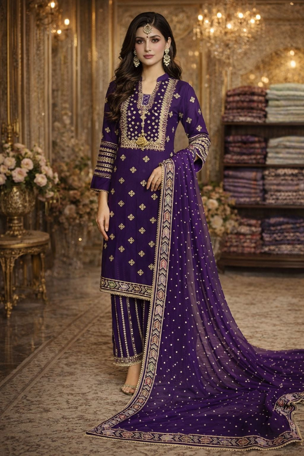 JESMINIE inspired 3 piece luxury chiffon _81042 Pakistani ladies suit B516