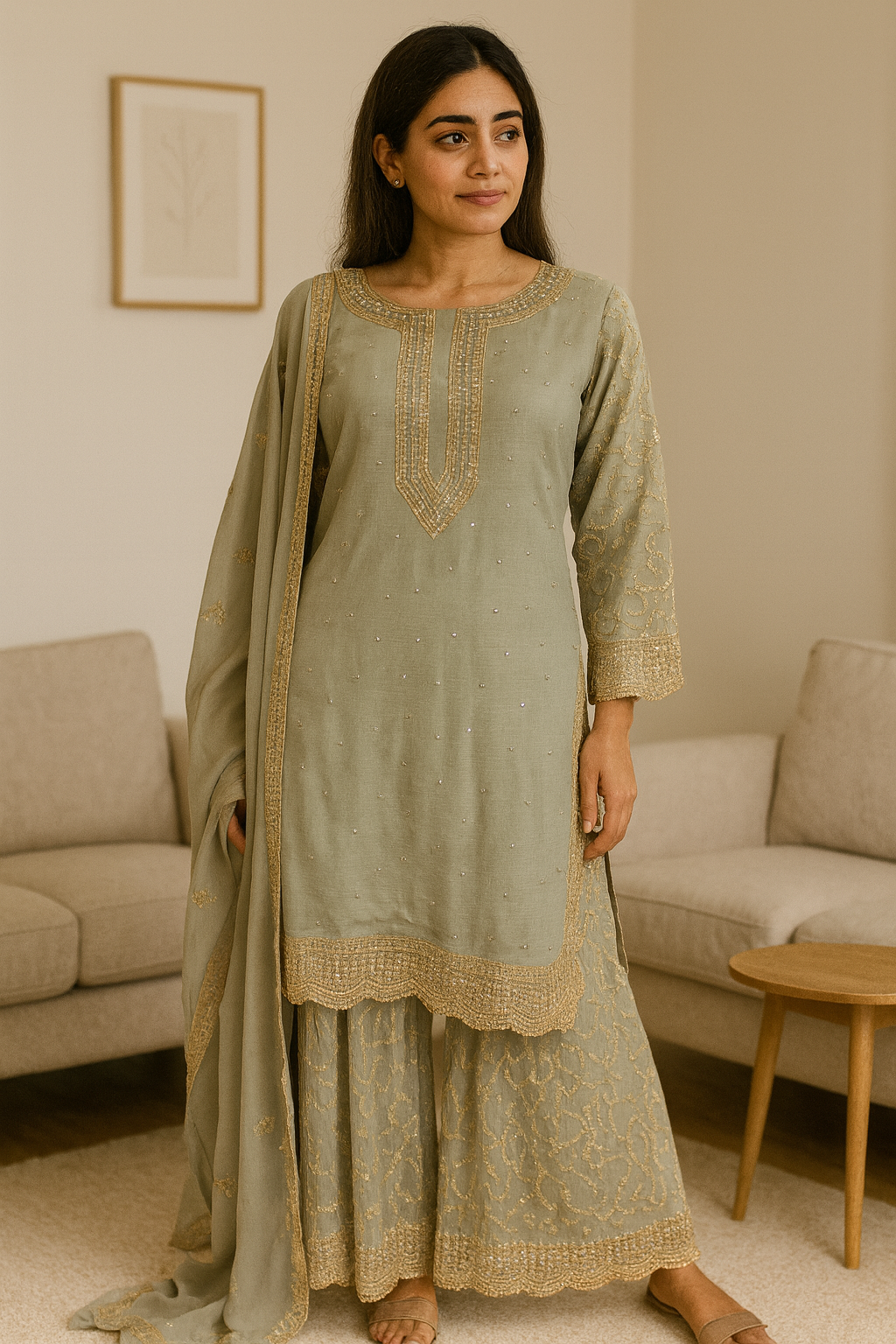 Brit Mother and Daughter 3 piece Chiffon_10028 grey B99