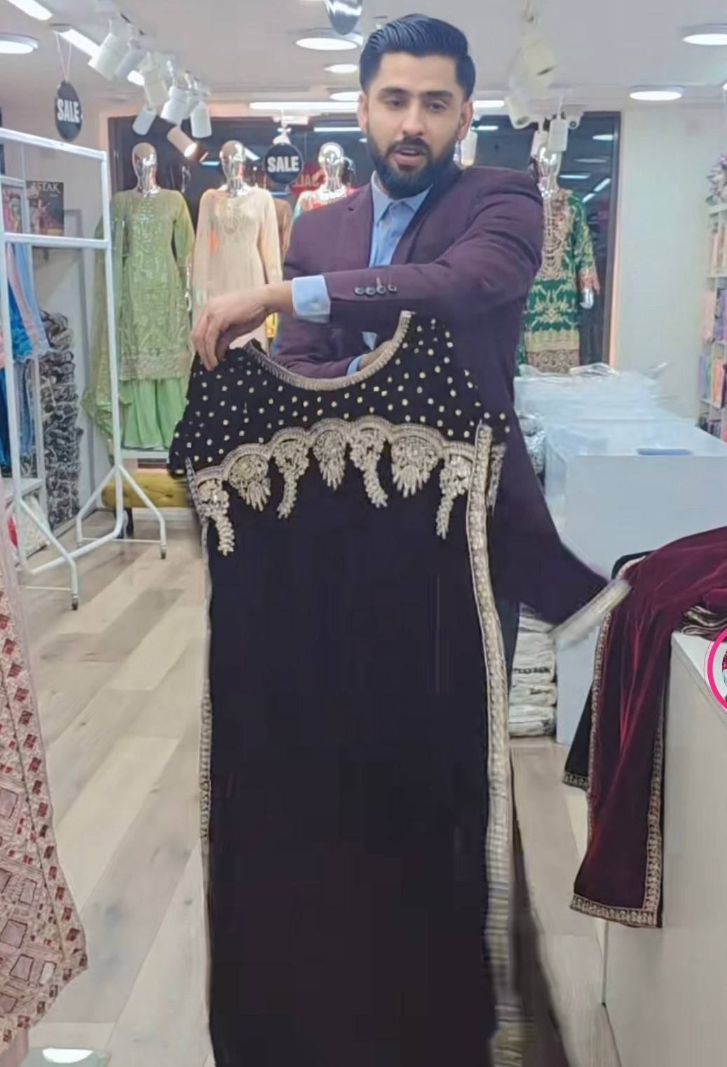 Brit 3 piece luxury Valvet_81042 Pakistani ladies suit chocolate Brown B299