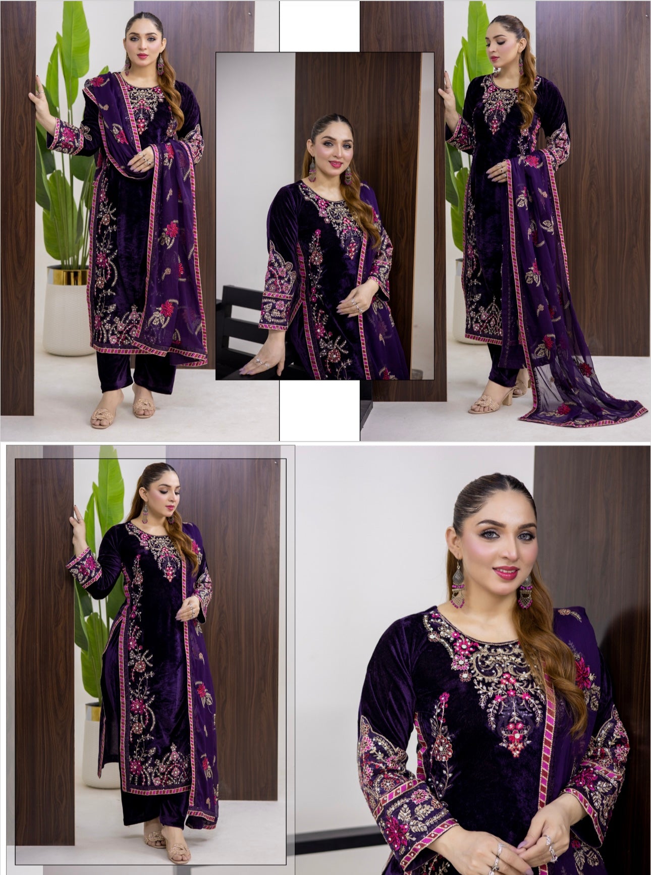 Brit 3 piece luxury Valvet_81042 Pakistani ladies suit Purple B301